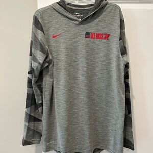 Ole Miss Nike Gray and Black Hoodie with Red Accents